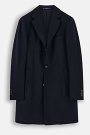Coat in Pure Cashmere Single-Breasted, Navy blue, thumb, 6