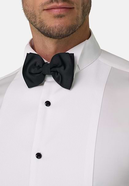 Black Knotted Silk Bow Tie, Black, hi-res