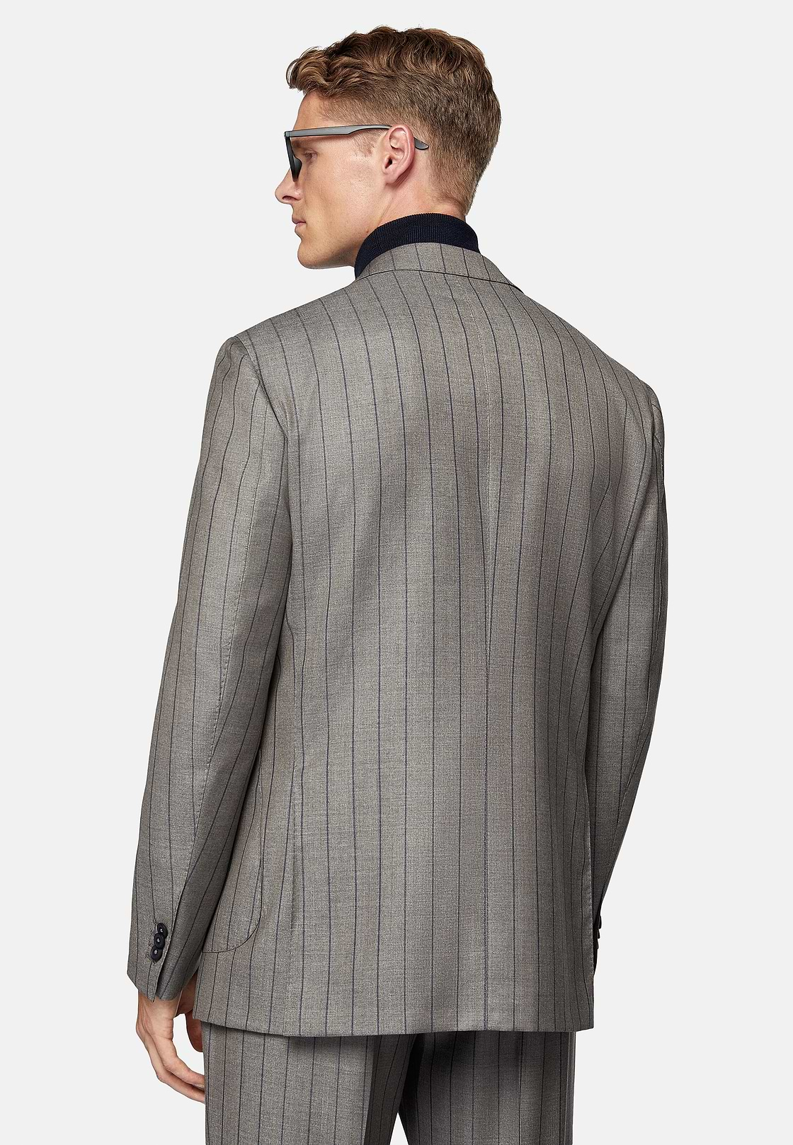 Dove Grey Pinstripe Pure Wool Suit, Taupe, hi-res