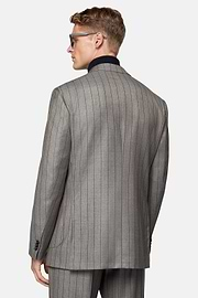 Dove Grey Pinstripe Pure Wool Suit, Taupe, hi-res