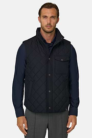 Gesteppte Weste aus technischem Gewebe, Navy blau, thumb, 1