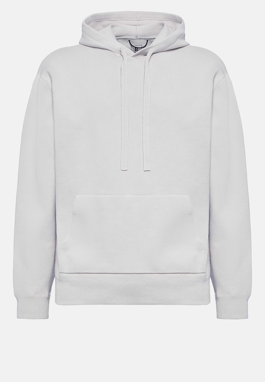 Graues Strick-Sweatshirt mit Kapuze aus technischer Baumwolle, Light grey, hi-res