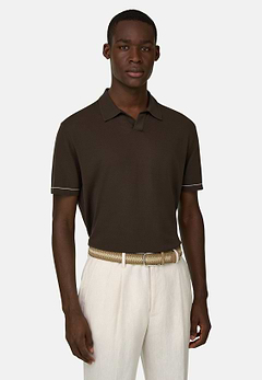 Strick-Poloshirt Aus Baumwollkrepp