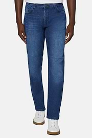 Medium Blue Stretch Denim Jeans, Medium Blue, hi-res