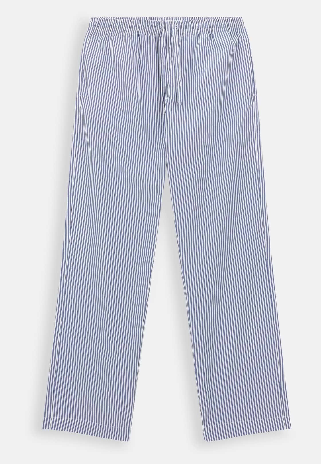 Pajama Pinstripe Cotton Poplin, Navy blue, hi-res, 6