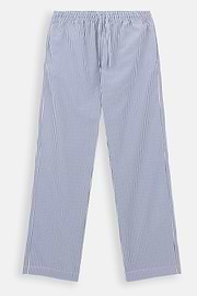 Pajama Pinstripe Cotton Poplin, Navy blue, thumb, 6