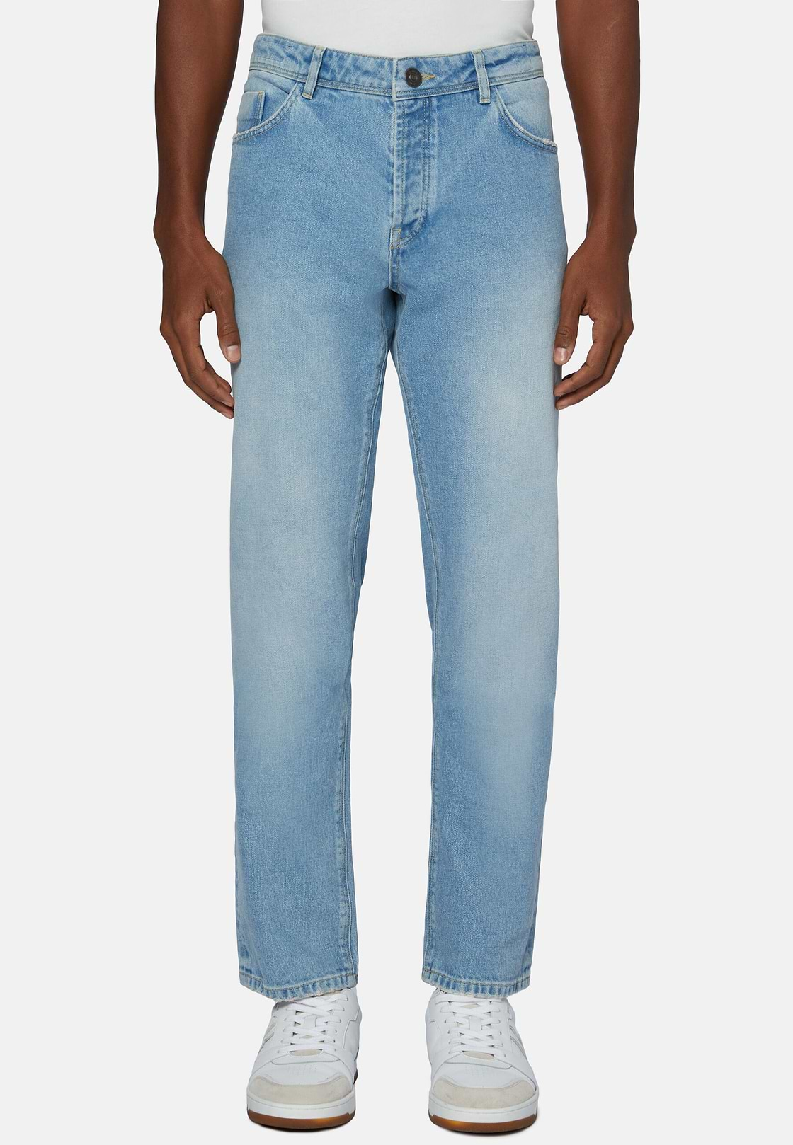 Jean En Denim Extensible Bleu À Délavage Clair, Bleu clair, hi-res