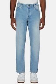 Hellblaue Jeans Aus Elastischem Denim, Hellblau, hi-res