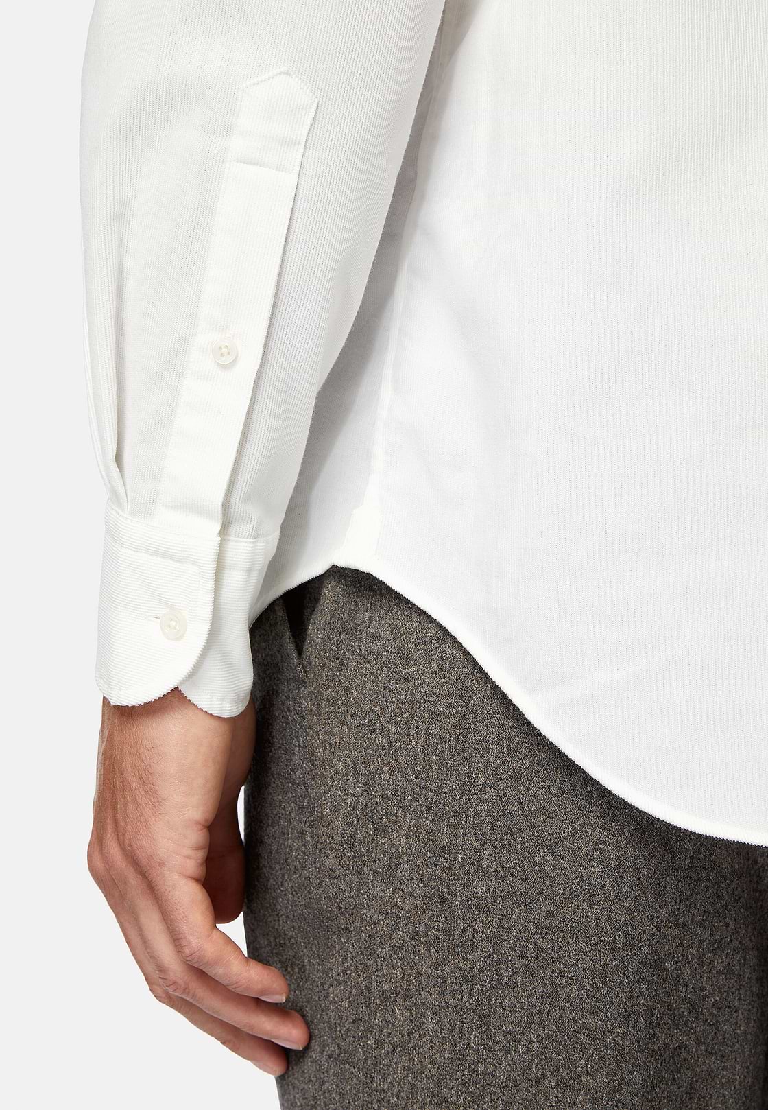 Camisa De Terciopelo De Algodón Regular Fit, Crema, hi-res