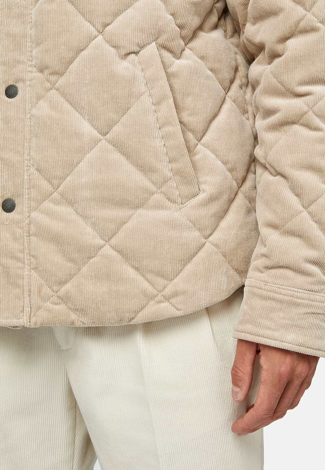 Chaqueta Bomber De Terciopelo De Algodón Acolchado, Beige, hi-res