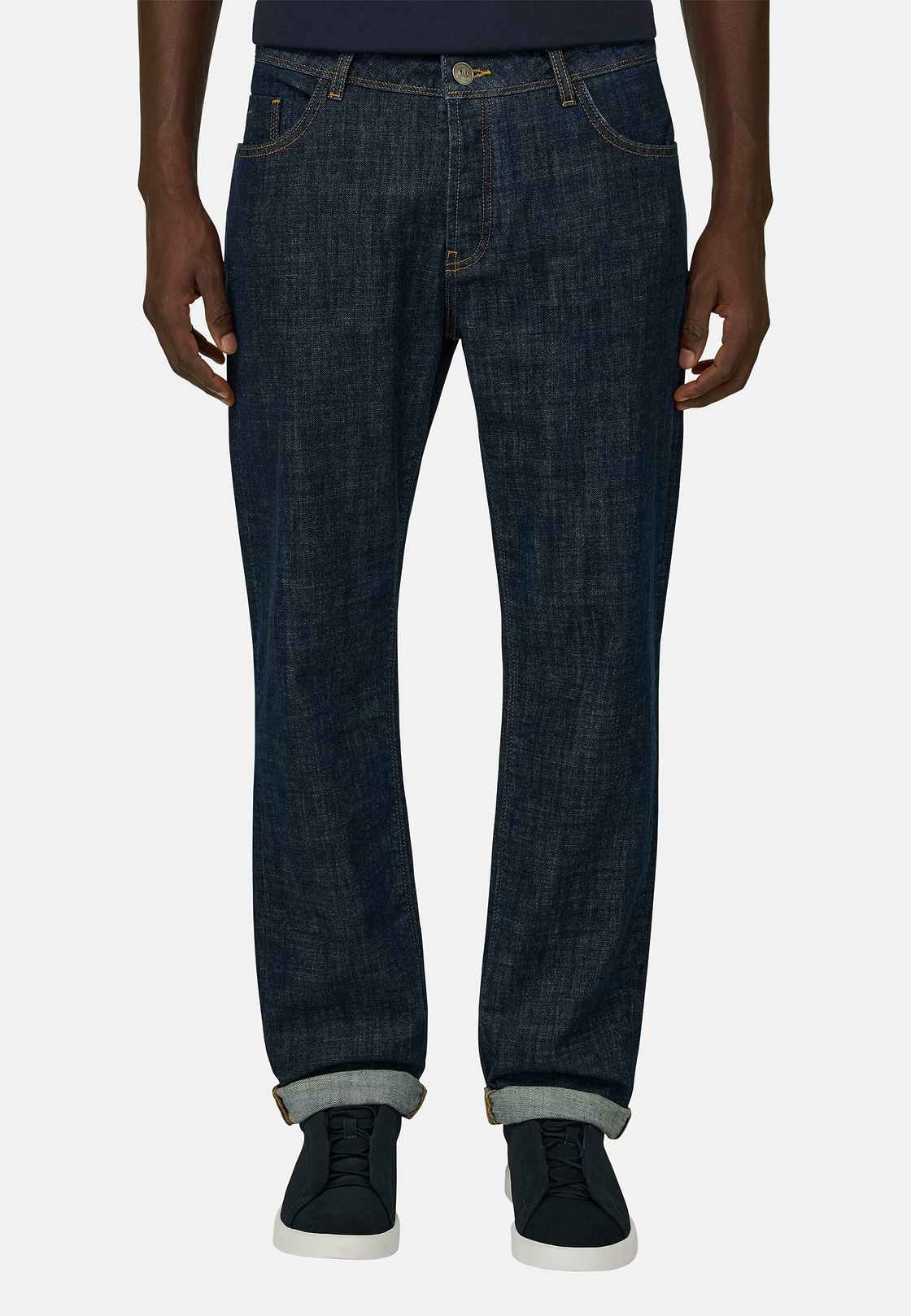 Granatowe jeansy ze stretchem, Dark Blue, hi-res, 1