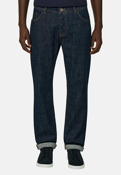 Dark Blue Stretch Denim Jeans, Dark Blue, hi-res