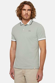 Organic Cotton Blend Piqué Polo Shirt, Green, hi-res