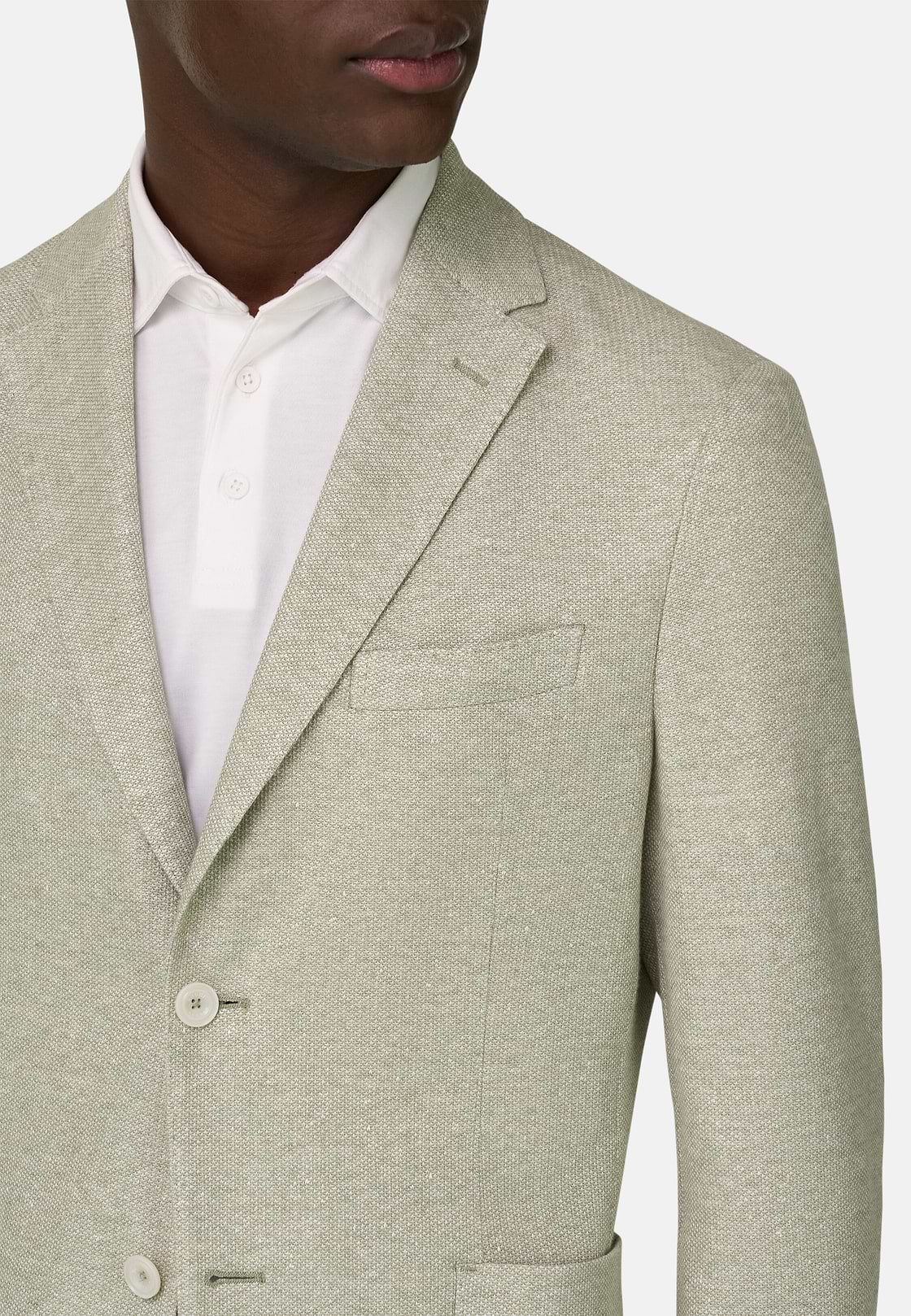 Giacca Micro Struttura In Misto Lino E Cotone B Jersey, Verde Chiaro, hi-res, 4