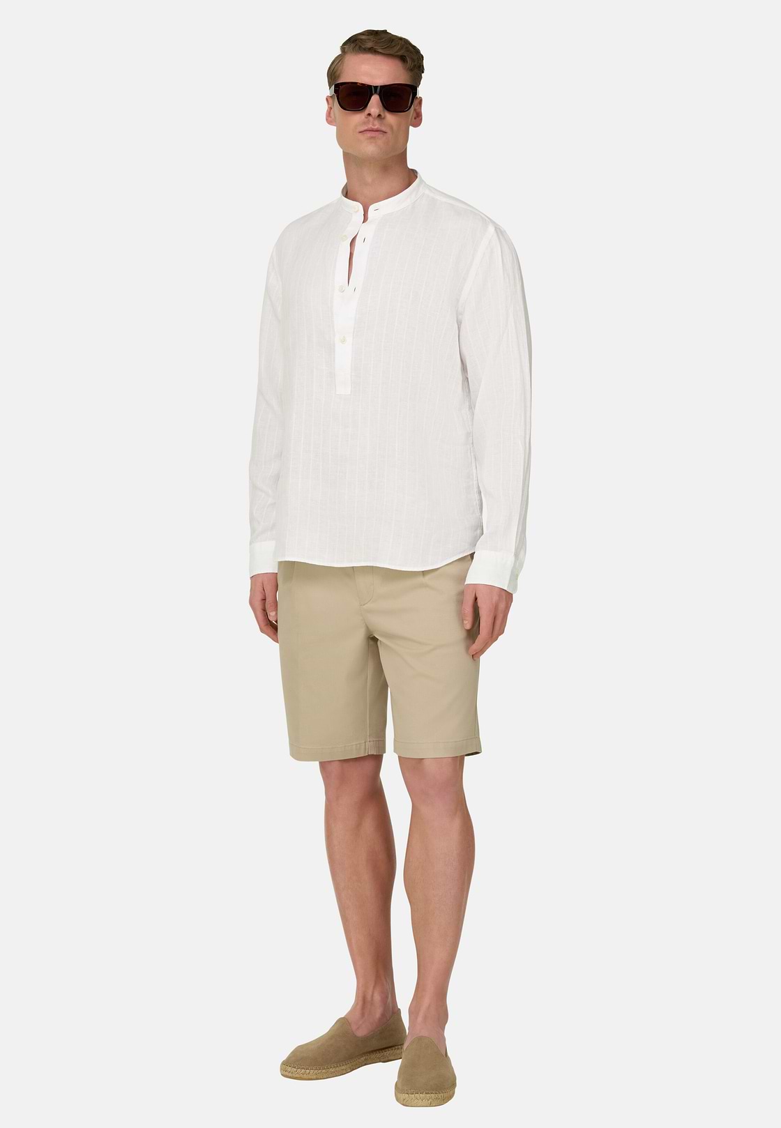 Bermuda En Coton Tencel Extensible, Sable, hi-res, 2