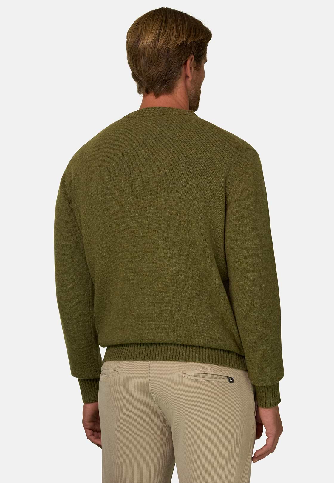 Crew Neck Jumper in Wool Blend, Green, hi-res, 4