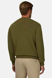 Crew Neck Jumper in Wool Blend, Green, thumb, 4