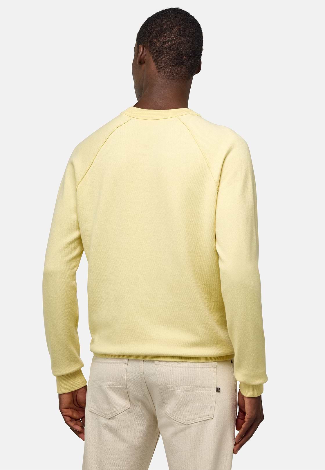 Cotton, Silk and Cashmere Crew Neck Jumper, Yellow, hi-res
