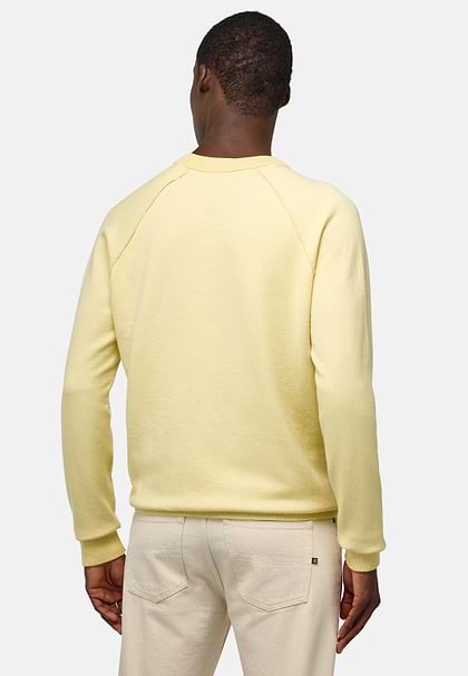 Cotton, Silk and Cashmere Crew Neck Jumper, Yellow, hi-res
