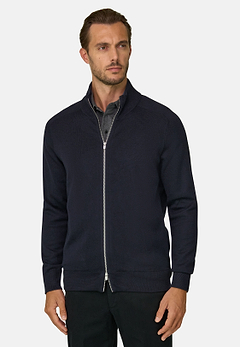 Men's Full-Zip Jumper in Merino Wool Blend WOOLTECH, Black | Boggi