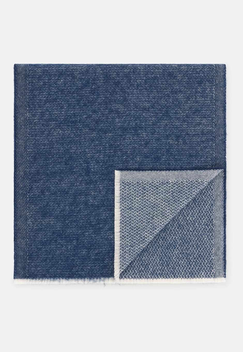 Foulard Microstructure Jacquard en Laine, Bleu, hi-res
