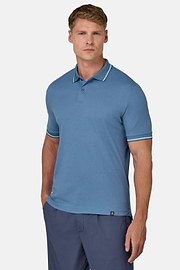 Cotton Blend Piqué Polo Shirt, Air-blue, hi-res