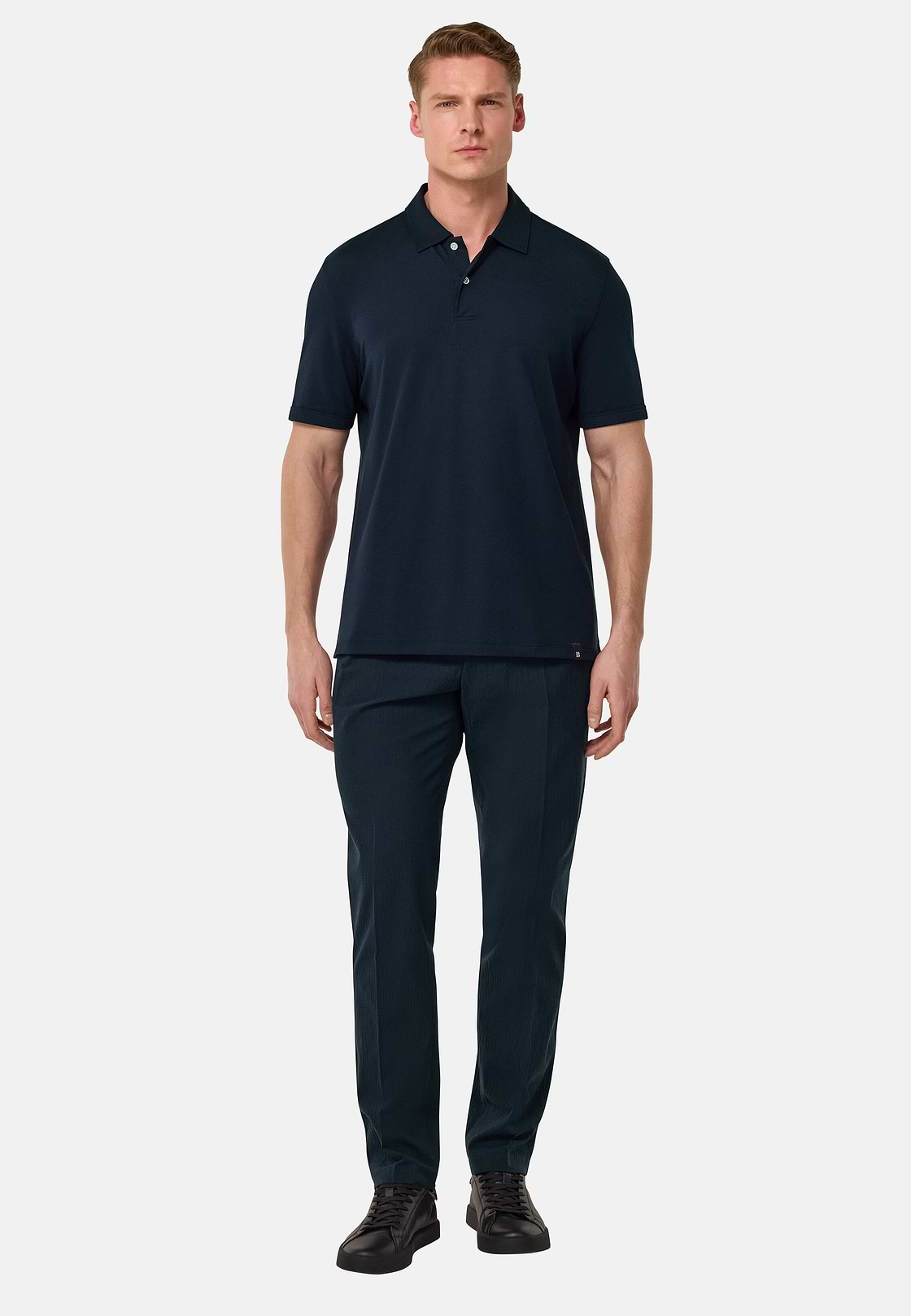 S.Cafè® High-Performance Piqué Polo Shirt, Navy blue, hi-res
