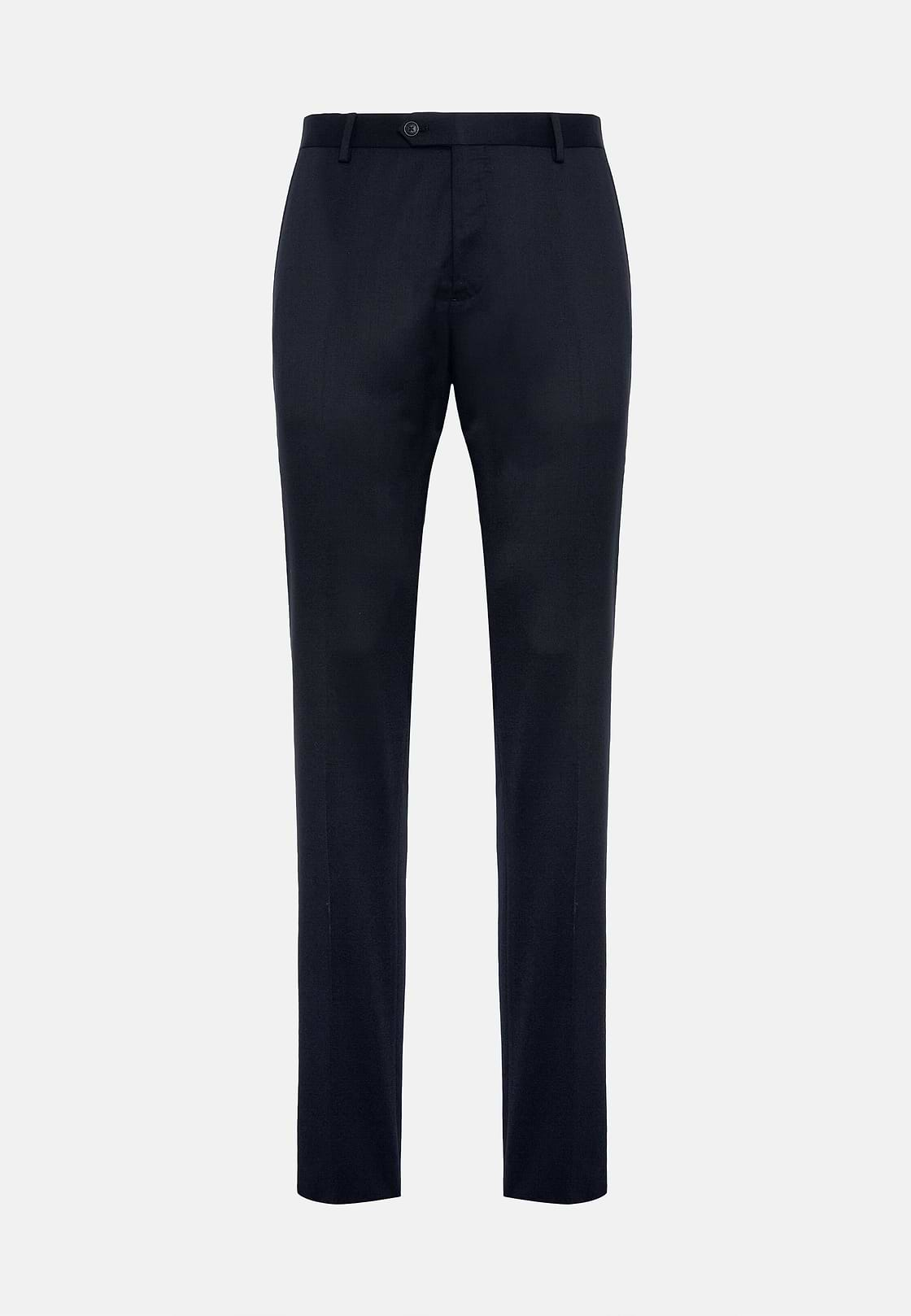 Trousers in Stretch Knitted Wool, Navy blue, hi-res