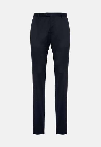 Trousers in Stretch Knitted Wool, Navy blue, hi-res