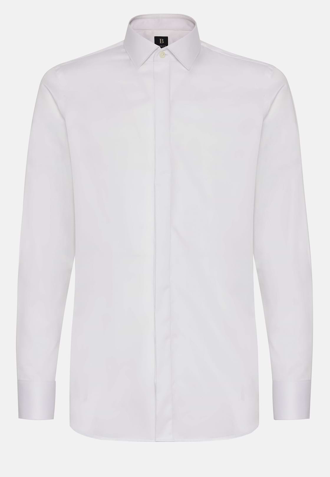 Cotton Satin Slim Fit Shirt, White, hi-res