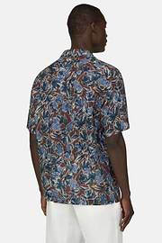 Regular Fit Printed Linen Shirt, Burgundy, thumb, 3