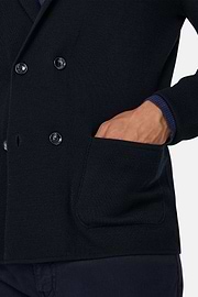 Double-Breasted Blazer in Extrafine Merino Wool, Navy blue, thumb, 3