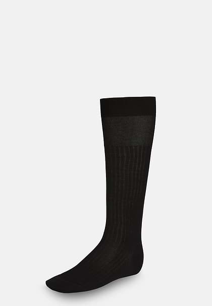 Ribbed Cotton Socks, Black, hi-res