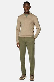 Stretch Cotton Trousers, Military Green, hi-res