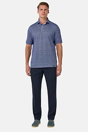 Cotton/Linen Piqué Polo Shirt, Blue, hi-res