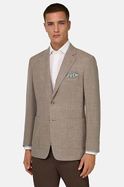 Giacca In Lana Lino E Seta, Taupe, thumb, 2