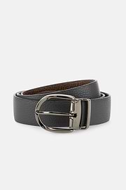 Reversible Grained Leather Belt, Charcoal, thumb, 1