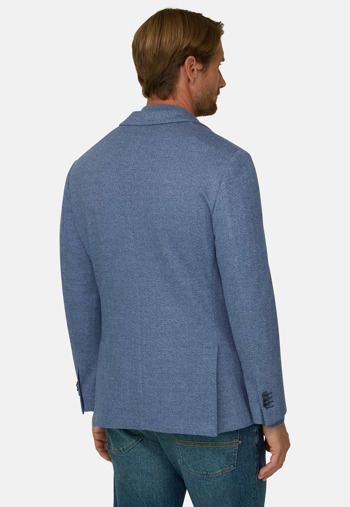 Blazer Herringbone Wool Cotton B Jersey, Indigo, hi-res, 4