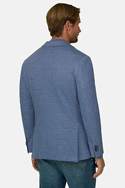 Blazer Herringbone Wool Cotton B Jersey, Indigo, thumb, 4