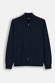 Full-Zip-Pullover aus extrafeiner Merinowolle, Navy blau, thumb, 5
