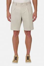 Stretch Cotton Bermuda Shorts, Sand, hi-res
