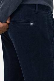 Trousers in Stretch Velvet, Navy blue, thumb, 3