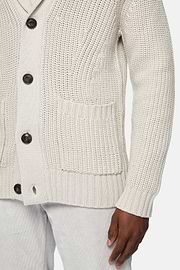 Sandfarbener Cardigan Aus Merinowolle Mit Schalkragen, Sand, hi-res