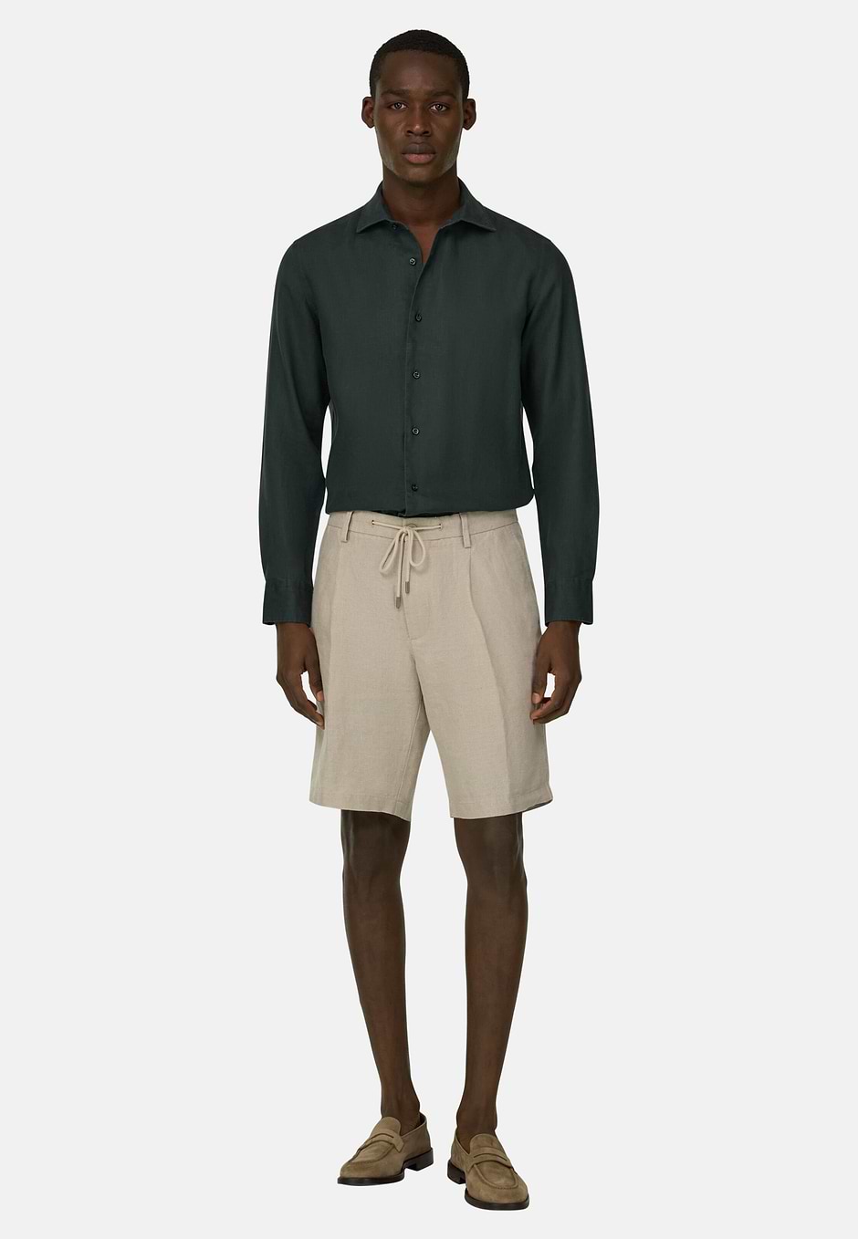 Regular Fit Linen Shirt, Dark Green, hi-res