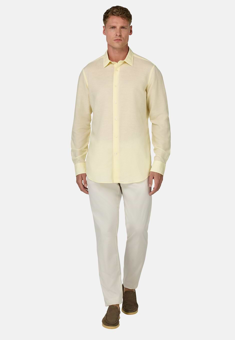 Regular Fit Tencel Linen Shirt, Yellow, hi-res