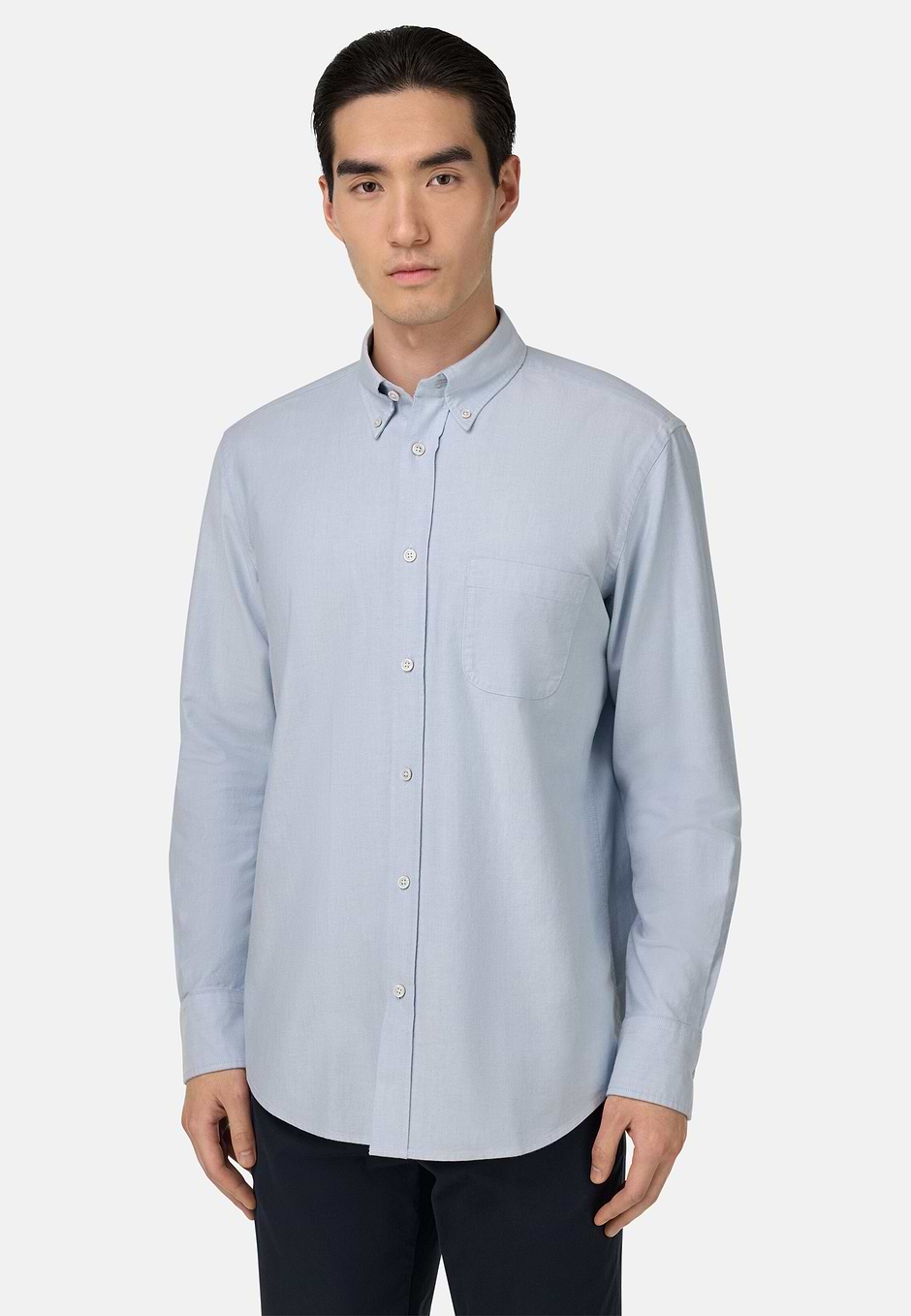 Regular Fit Oxford Cotton Shirt, Light Blue, hi-res