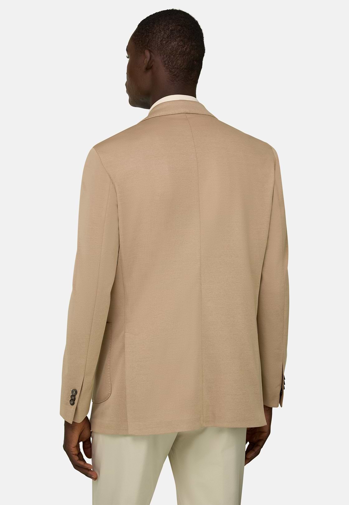 Giacca In Misto Cotone Crepe Solaro B Jersey, Nocciola, hi-res, 3