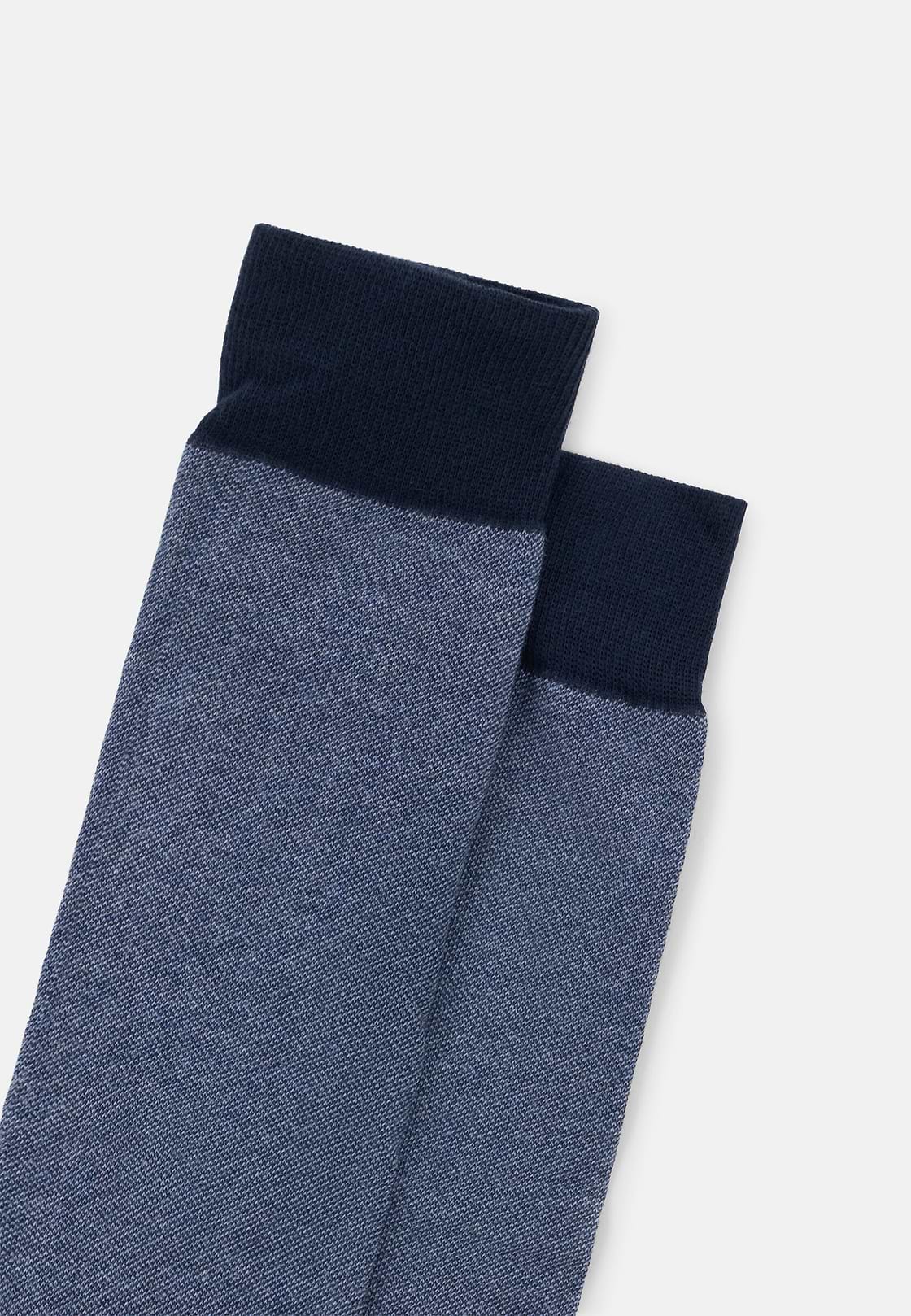 Long Socks Oxford Pattern Cotton Blend, Navy blue, hi-res, 3
