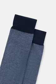 Long Socks Oxford Pattern Cotton Blend, Navy blue, thumb, 3