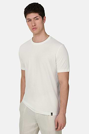 T-Shirt In Cotone Tencel, Bianco, thumb, 1